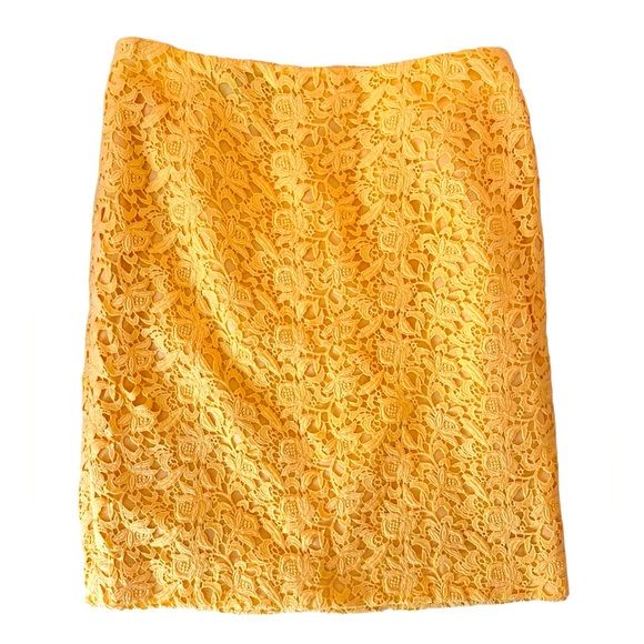Talbots Yellow Floral Lace Pencil Skirt, size 4 - Picture 2 of 5